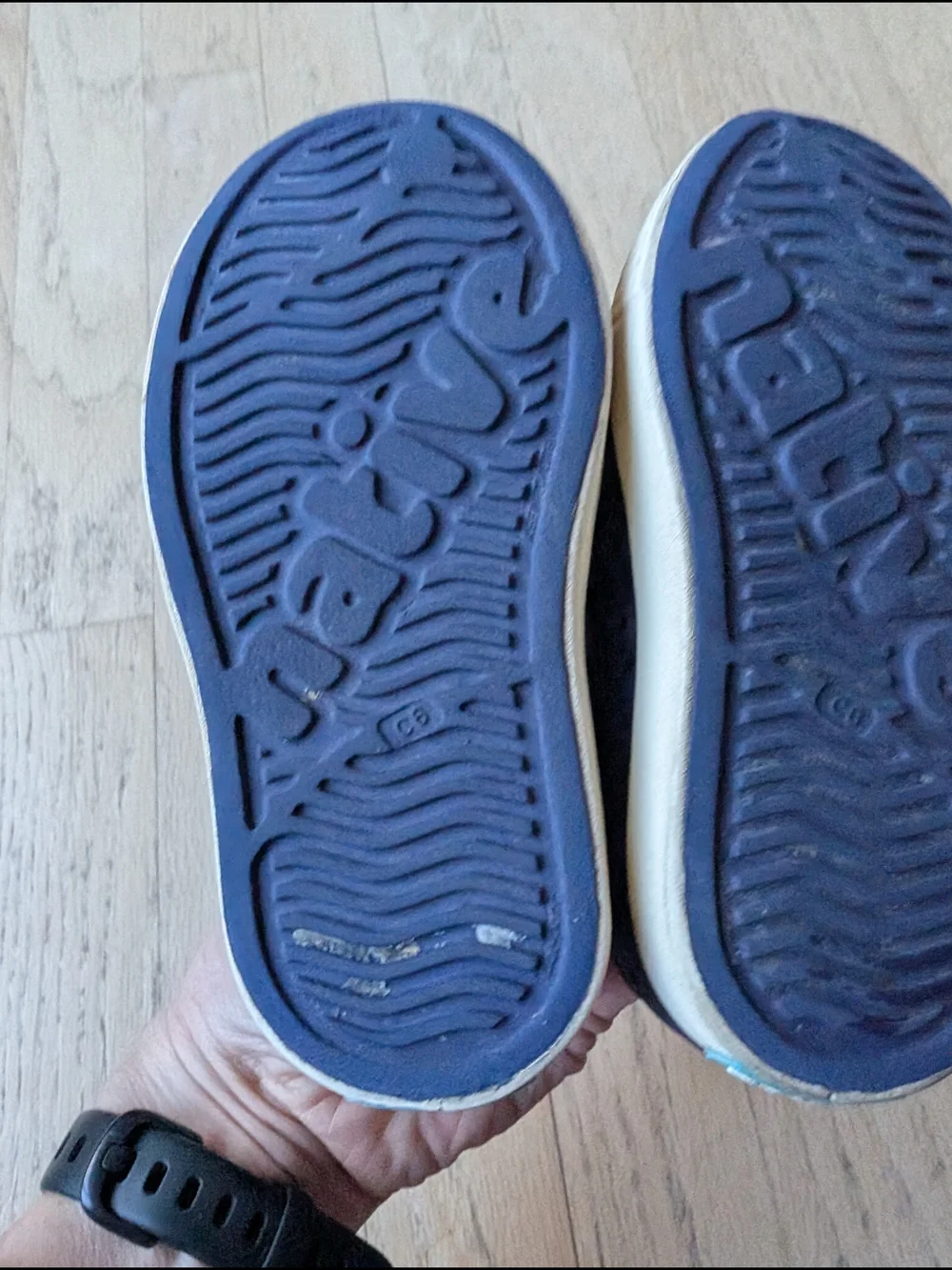 Native Jefferson Slip-On Kids Shoes in Navy with White Toe